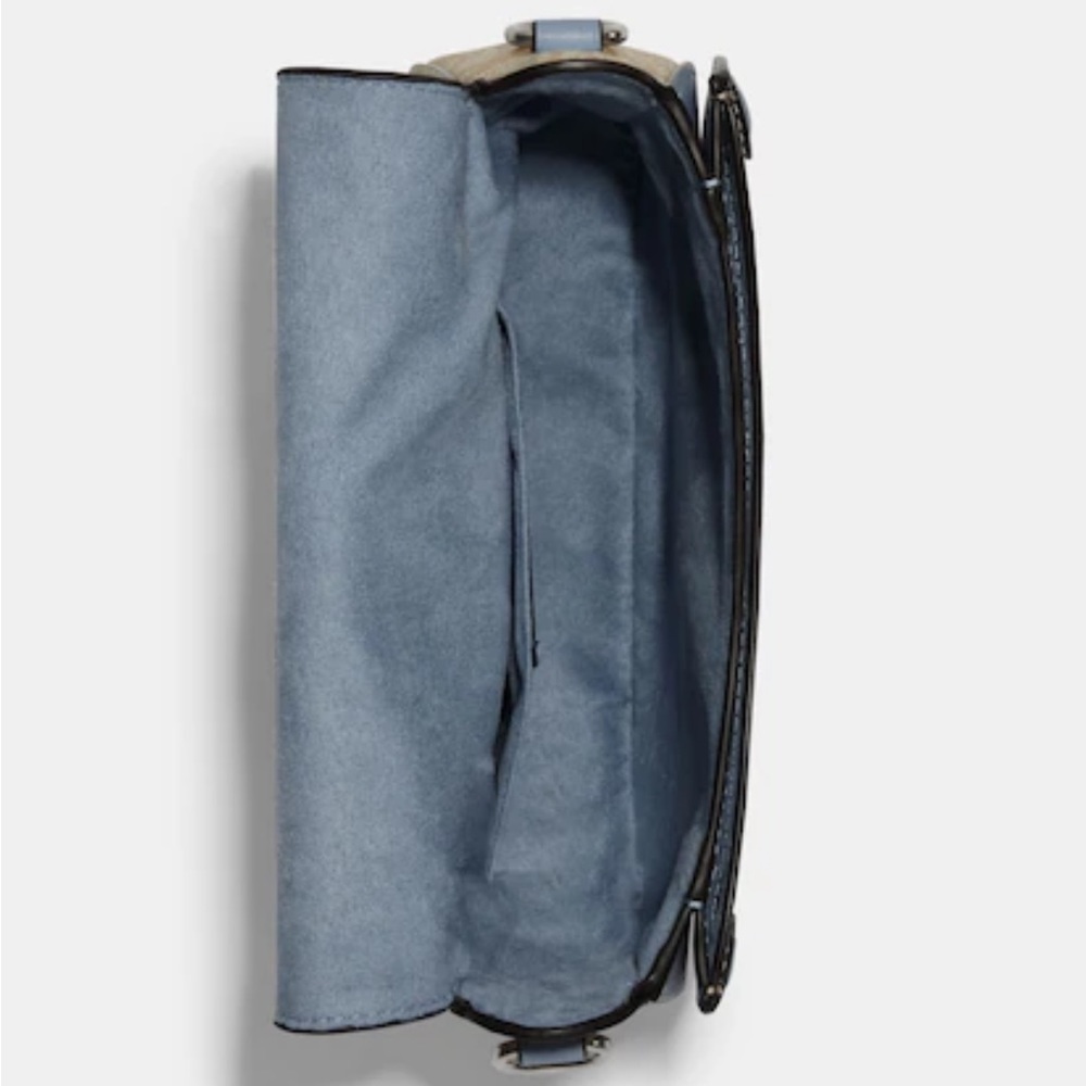 COACH Georgie Saddle Bag In Signat Canvas COLOR:
Silver/Light Khaki/Marble Blue - Picture 15 of 16